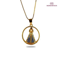 [COMPRE 1 LEVE 2] Colar Aura Nossa Senhora Aparecida Dupla Face | Zircônia Premium Ouro 14K