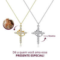 [COMPRE 1 LEVE 2] Colar Cruz e Coroa de Cristo – Zircônia Premium & Ouro 14K