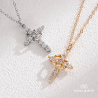 [COMPRE 1 LEVE 2] Colar Cruz e Coroa de Cristo – Zircônia Premium & Ouro 14K