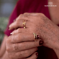 Anel de Cruz Dupla Folheado a Ouro e Prata 925 - Ajustável