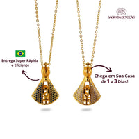 [COMPRE 1 LEVE 2] Colar Nossa Senhora Aparecida Dupla Face - Zircônia Premium & Ouro 14K