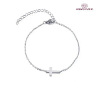 Pulseira de Crucifixo Inoxidável e Folheada a Ouro