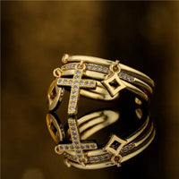 Anel com Pingente de Cruz - Ajustável