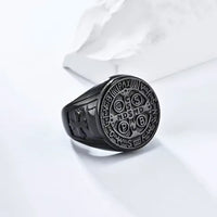 Anel de São Bento Inoxidável - Preto